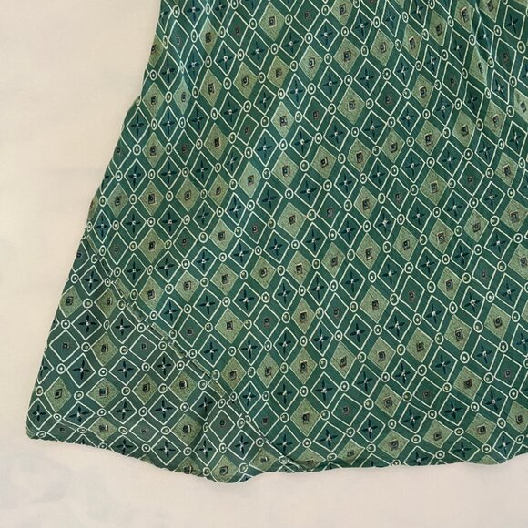 Angie VTG Turquoise Deep V-Neck Ruffle Trim Retro Midi Dress - Picture 4 of 8